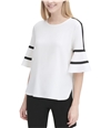 Calvin Klein Womens Flare With Piping Pullover Blouse, TW2