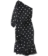 Ralph Lauren Womens Polka Dot One Shoulder Dress black 14