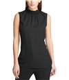 DKNY Womens Ruffled Neck Pullover Blouse black XS
