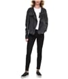 Dkny Womens Jean Denim & Faux-Leather Jacket