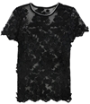 Elie Tahari Womens Mesh Floral Embellished T-Shirt black XS