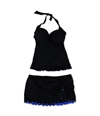 Profile Womens Peplum Ruffle Skirt 2 Piece Tankini black 32D