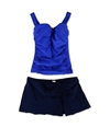 Profile Womens Ruched Sli Side Tie 2 Piece Tankini cobaltnavy 32D