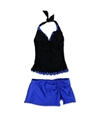 Profile Womens Tri Color Scallop Skirt 2 Piece Tankini blackcobalt 6