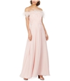 Eliza J Womens Faux-Feather Gown Off-Shoulder Dress blushpink 2