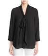 Finity Womens Tie Neck Button Up Shirt