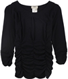 Fuzzi Womens Ruching Pullover Blouse black XL