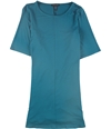 Eileen Fisher Womens Jersey Elbow Sleeve Tunic Blouse blue M