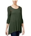 Hippie Rose Womens Tunic Pullover Blouse olive L