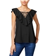 Hippie Rose Womens Lace Up Knit Blouse