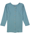 HC Collections Womens 3/4 Sleeve Button Up Shirt blue PM