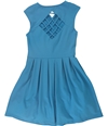 Emerald Sundae Womens Lattice Back Fit & Flare Dress blue S
