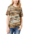 Carbon Copy Womens Patched Embellished T-Shirt camo S