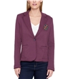 Tommy Hilfiger Womens Patched One Button Blazer Jacket