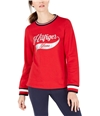 Tommy Hilfiger Womens Glitter Logo Pullover Sweater mediumred L