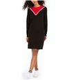 Tommy Hilfiger Womens Chevron Sweater Dress black XS