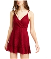 Speechless Womens Lace Surplice Dress red M