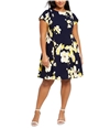 Jessica Howard Womens Floral Fit & Flare Dress navy 14P