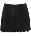 Jack Womens Faux Leather Lace Trim Mini Skirt black 0
