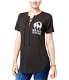 Dreamworks Womens Trolls Big Hair Lace-UP Graphic T-Shirt black XS