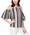 Almost Famous Womens Striped Cold Shoulder Blouse blackwhite XS