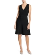 Theory Womens Ribbed Fit & Flare Dress black S