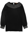 Belldini Womens Sheer sleeves Pullover Blouse black 1X