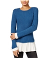 Kensie Womens Ruffled Contrast Pullover Sweater, TW1