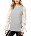 Kensie Womens Lace-Contrast Pullover Sweater