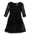 Kensie Womens Flare Lace A-line Dress black M