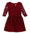 Kensie Womens Flare Lace A-line Dress richred L