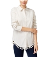 Kensie Womens Tassel Button Up Shirt tpm XS