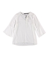 Kensie Womens Crepe Pullover Blouse white M