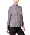 Kensie Womens Cable Knit Sweater gray S