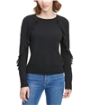 Calvin Klein Womens Fringe Trim Pullover Sweater black S