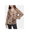 Calvin Klein Womens Leopard Print Pullover Blouse