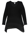 bar III Womens Knit-Overlay Pullover Blouse deepblack XS