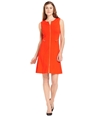 Calvin Klein Womens Full-Zip Fit & Flare Dress