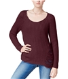 Planet Gold Womens Zip Back Pullover Sweater burgundy M