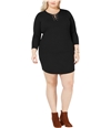 Derek Heart Womens Lace-Up Sweater Dress black 2X