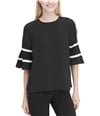 Calvin Klein Womens Flare With Piping Pullover Blouse, TW1