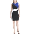 Calvin Klein Womens Colorblocked Cold Shoulder Sheath Dress