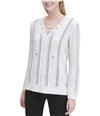 Calvin Klein Womens Lace-Up Pullover Sweater white XL