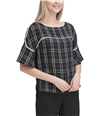Calvin Klein Womens Piped Pullover Blouse