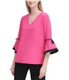 Calvin Klein Womens Bell Sleeve Pullover Blouse, TW3