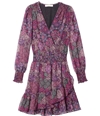 Michael Kors Womens Patchwork Ruffled Dress purple L