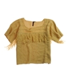 Material Girl Womens Fringed Neckline Knit Sweater