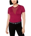 Material Girl Womens Mesh Insert Basic T-Shirt raspberry XL