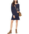 Michael Kors Womens Striped Flounce Dress navy XS