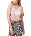 True Vintage Womens Applique Love Embellished T-Shirt peach M